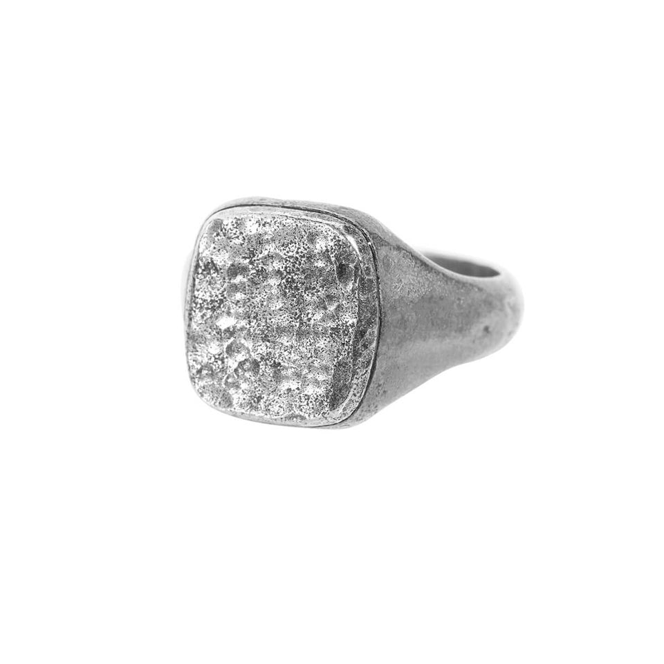 John Varvatos HAMMERED SILVER Signet Ring for Men