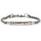 John Varvatos HAMMERED TAG Modern Link Bracelet for Men in Silver