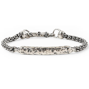 John Varvatos HAMMERED TAG Modern Link Bracelet for Men in Silver