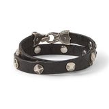 John Varvatos SILVER RIVET LEATHER Double Wrap Bracelet for Men