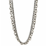 John Varvatos DOUBLE CHAIN Anchor and Modern Link Silver Mens Necklace