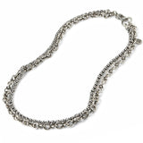 John Varvatos DOUBLE CHAIN Anchor and Modern Link Silver Mens Necklace