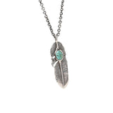 John Varvatos TURQUOISE STONE FEATHER Silver Pendant Chain for Men