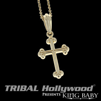 ALL GOLD TRADITIONAL CROSS Mens Pendant by King Baby
