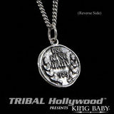 King Baby SKULL AND CROSSBONES Vintage Coin Sterling Silver Necklace