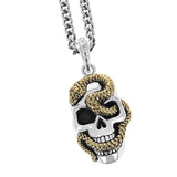 SERPENT SKULL Mens Necklace by King Baby in Silver and Gold Alloy