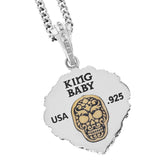 NEMEAN LION Silver Mens Pendant Necklace with Gold Alloy Skull - Back Side