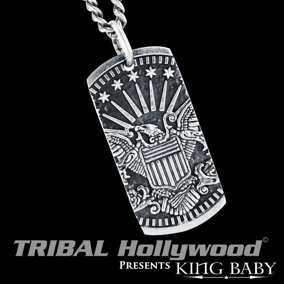 AMERICAN EAGLE DOGTAG King Baby Silver Chain Pendant for Men