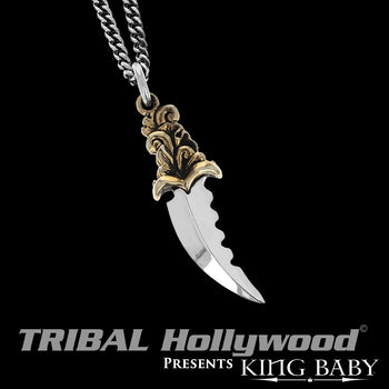 SAWTOOTH DAGGER Gold Alloy and Silver Blade Pendant Chain by King Baby