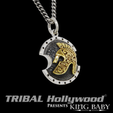 SPARTAN SHIELD NECKLACE for Men in Silver and Gold Alloy by King Baby