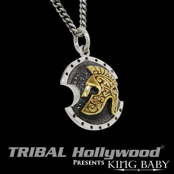 SPARTAN SHIELD NECKLACE for Men in Silver and Gold Alloy by King Baby