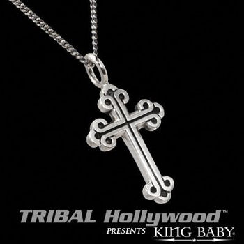 King Baby Studio SMALL CROSS Necklace for Men in Sterling Silver
