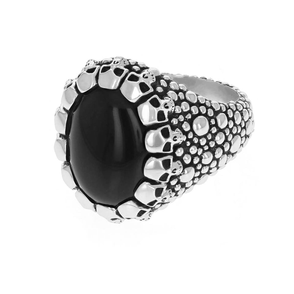 King Baby Classic ONYX STINGRAY TEXTURE Skull Mens Ring in Silver