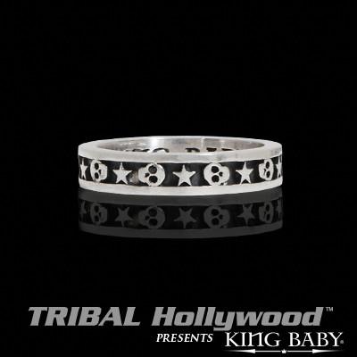 STARS AND SKULLS Stackable Sterling Silver Ring by King Baby