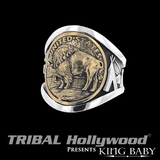 BUFFALO NICKEL RING Silver and Gold Alloy Mens Ring by King Baby