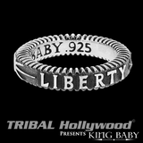 LIBERTY THIN WIDTH RING Stackable Silver King Baby Mens Ring