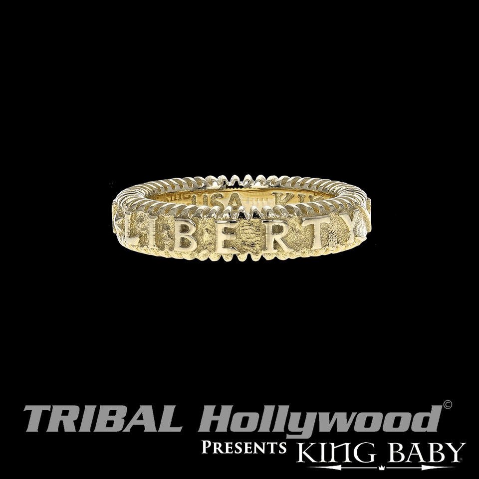 GOLD LIBERTY THIN WIDTH RING Stackable King Baby Mens Ring