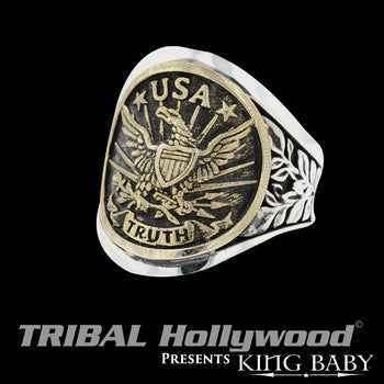 THE AMERICAN EAGLE Brass and Silver Mens Ring by King Baby
