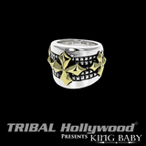 MB CROSS RIVET RING Silver and Gold Alloy Mens Ring by King Baby