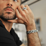 King Baby POP TOP LAYERED CUFF Silver Beer Tab Mens Link Bracelet