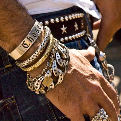 King Baby Braided Leather Cross Bracelet in Silver/Black