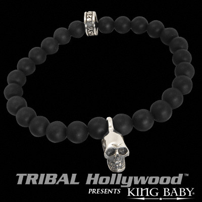 SKULL Black Onyx Bead Bracelet by King Baby