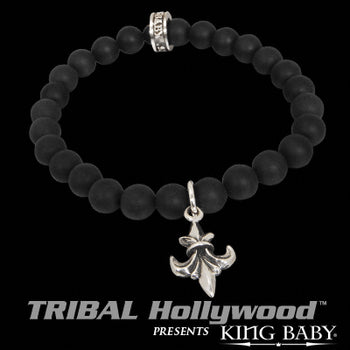 FLEUR DE LYS Black Onyx Bead Bracelet by King Baby