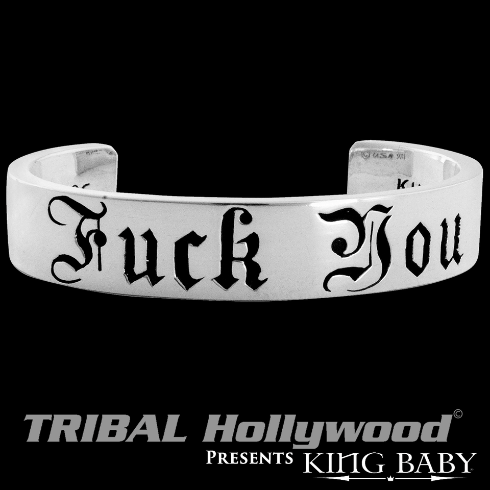 F*** YOU Mens Cuff Bracelet in Sterling Silver by King Baby
