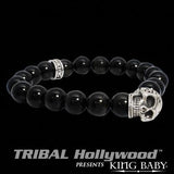 DAY OF THE DEAD SKULL Midnight Blue Hawk's Eye Bead Bracelet by King Baby Studio