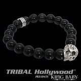 DAY OF THE DEAD SKULL Midnight Blue Hawk's Eye Bead Bracelet by King Baby Studio