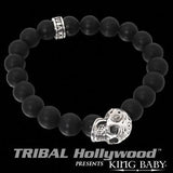 DAY OF THE DEAD SKULL Black Onyx Bead Bracelet by King Baby