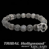 DAY OF THE DEAD SKULL Labradorite Stone Bead Bracelet by King Baby Studio