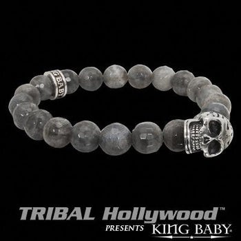 DAY OF THE DEAD SKULL Labradorite Stone Bead Bracelet by King Baby Studio