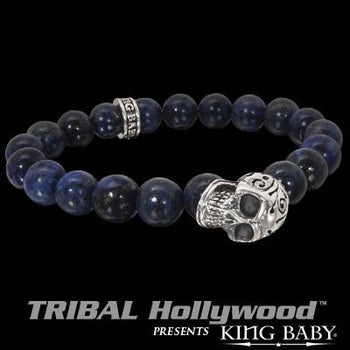 DAY OF THE DEAD SKULL Lapis Bead Bracelet by King Baby