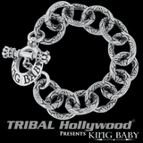 SCROLLWORK LINK BRACELET King Baby Silver Curb Chain Bracelet for Men