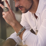 SCROLLWORK LINK BRACELET King Baby Silver Curb Chain Bracelet for Men