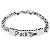 F*** YOU Mens ID Tag Link Bracelet in Sterling Silver by King Baby