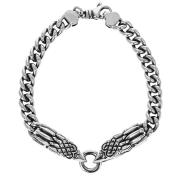 King Baby Classic EAGLE HEAD Curb Link Mens Bracelet in Sterling Silver