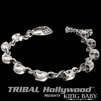 SKULLS King Baby Men's Sterling Silver Small Skull Bracelet