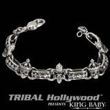 CROWNED SKULL FLEUR DE LYS King Baby Link Bracelet