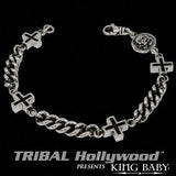 INTEGRATED ANCIENT CROSS Sterling Silver Curb Link Bracelet by King Baby