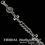 INTEGRATED ANCIENT CROSS Sterling Silver Curb Link Bracelet by King Baby