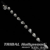 KNOTTED SKULL Black Cord and Sterling Silver Mens Bracelet by King Baby