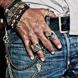 KNOTTED SKULL Black Cord and Sterling Silver Mens Bracelet by King Baby