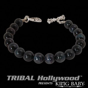 DARK BLUE TIGERS EYE Beaded Bracelet by King Baby Studio