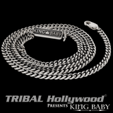 King Baby Fine 3mm Flat Curb Link Sterling Silver Chain Necklace