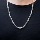 Model Wearing INFINITY LINK Sterling Silver Mens Necklace Chain by King Baby