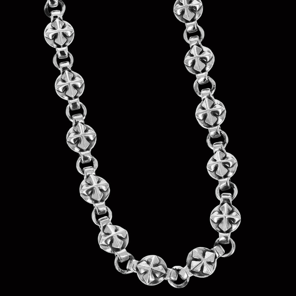 MB CROSS MEDALLION CHAIN for Men in Sterling Silver by King Baby