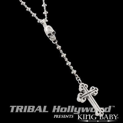 CROSS LINKS ROSARY Chain Made of King Baby MB Cross Links with Skull and Traditional Cross