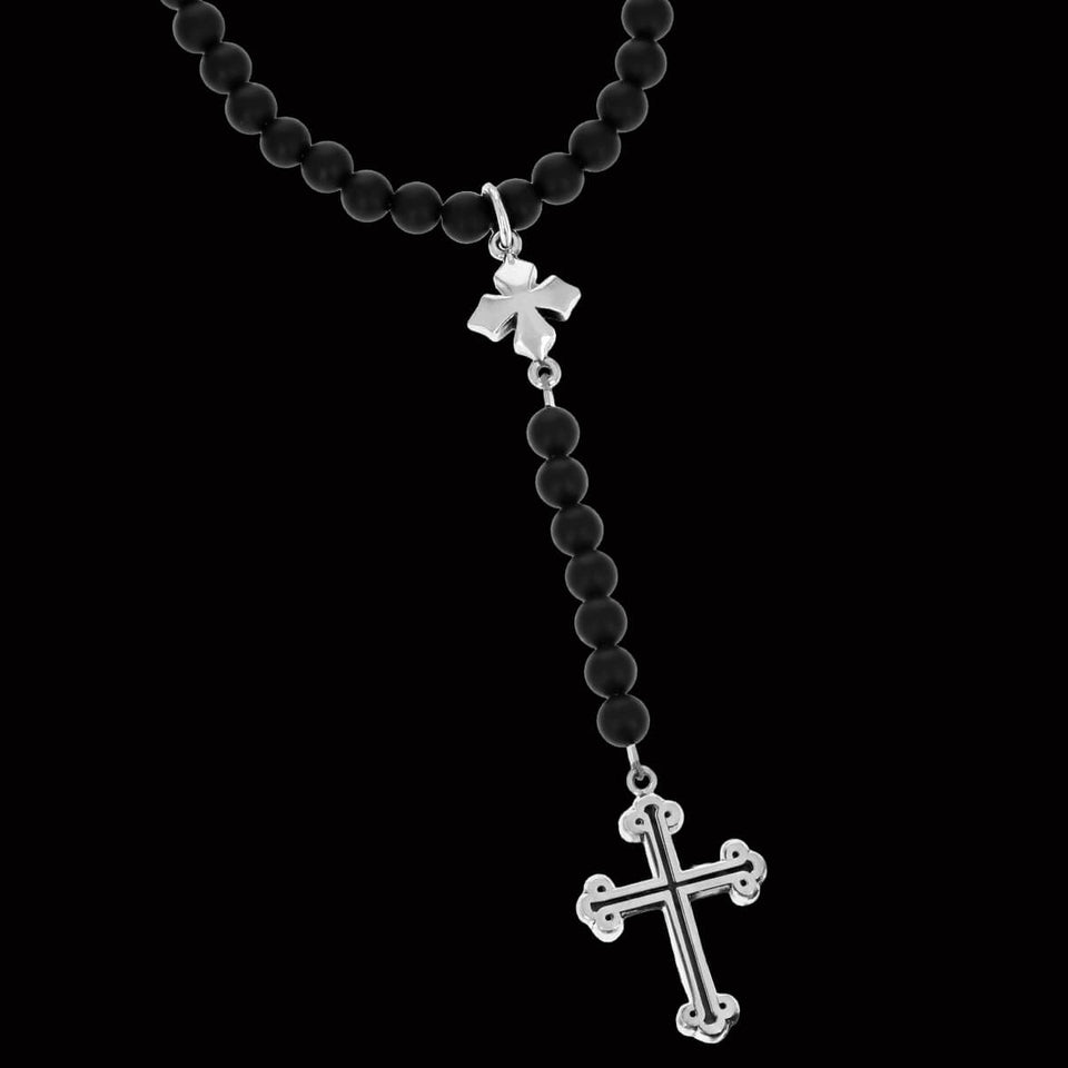 TRADITIONAL AND MB CROSS ROSARY Bead Necklace for Men by King Baby